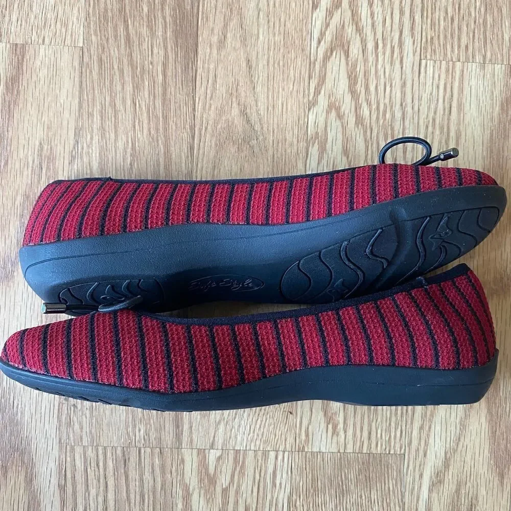 Soft Style by Hush Puppies Heartbreaker Stripe Fabric Flats Red and Black 6